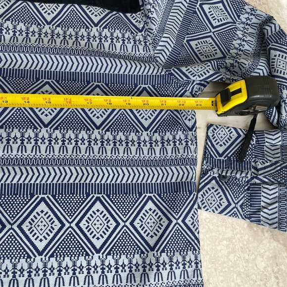 Tranquility Mayhem Blue Geometric Button-Up Shirt, Stylish, High Quality, LNC - Picture 8 of 10